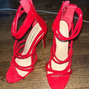 Red strap heels